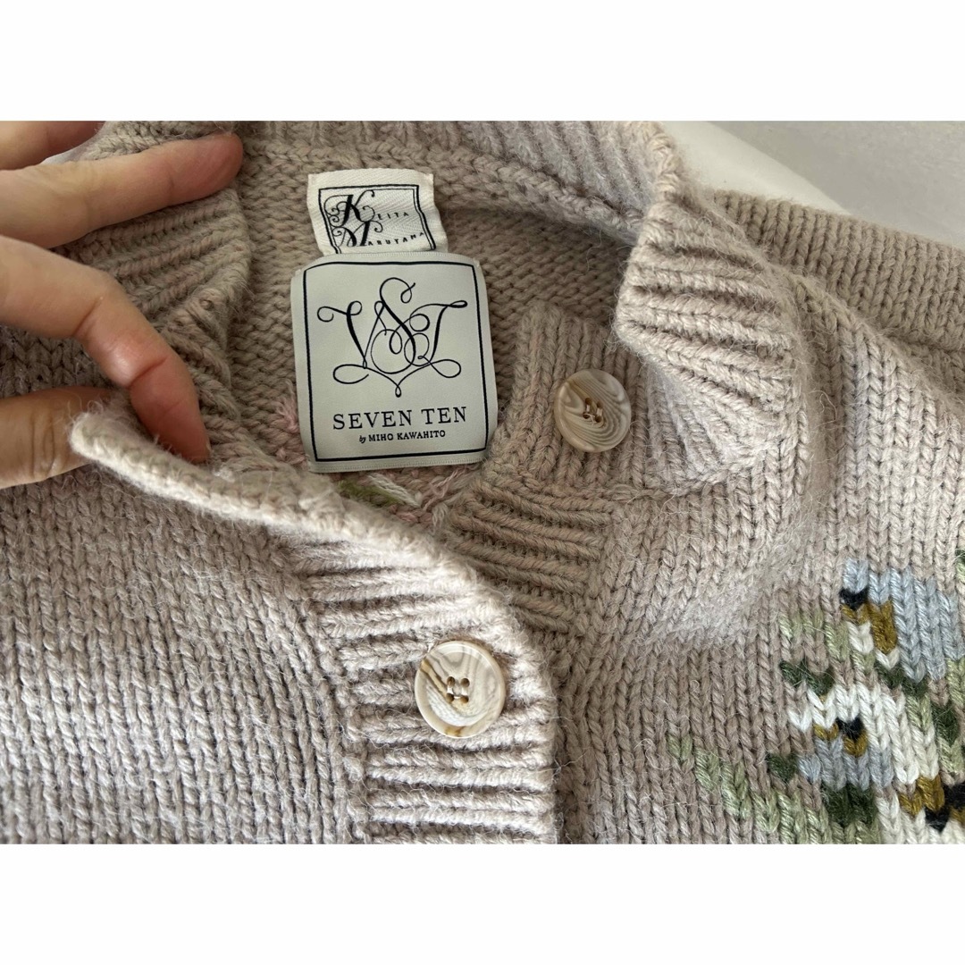 セブンテン×ケイタマルヤマ💐フラワー刺繍ニットカーディガン1ライト