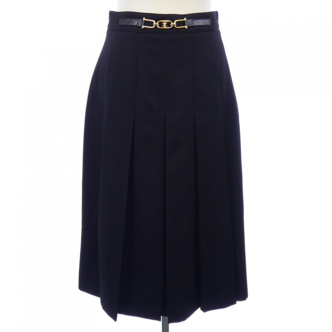 セリーヌ ゴールドボタン タイトスカート 38 良品 CELINE 膝下丈