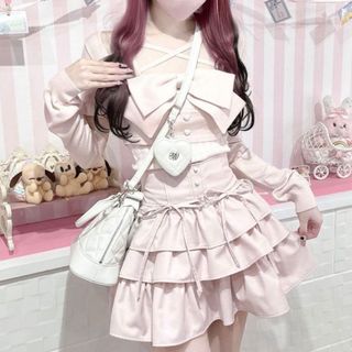 michellMacaron - ミシェルマカロン 美脚ハイウエスト千鳥柄スカートの