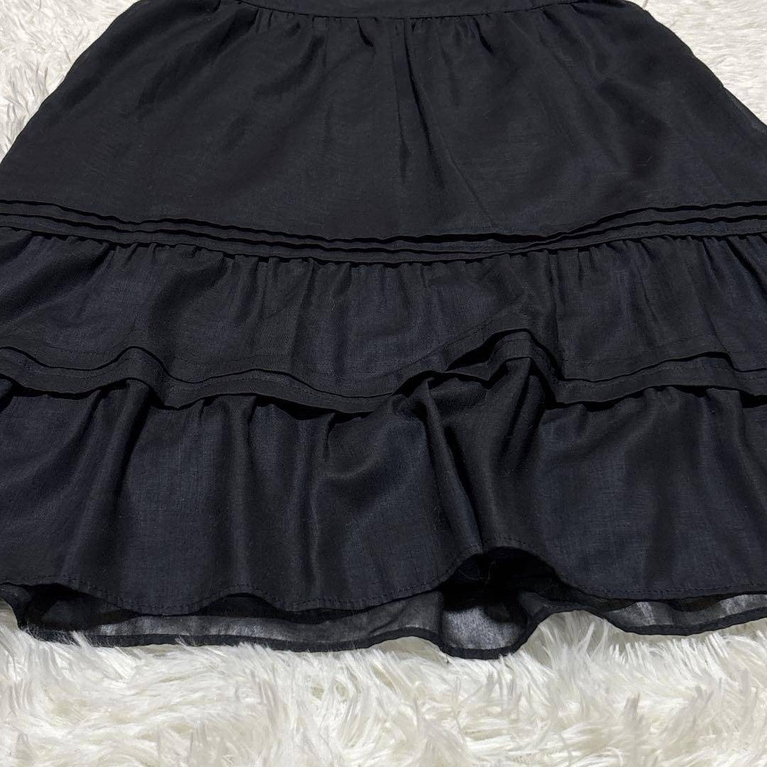 23区 - 23区【38】ティアードスカート 表地スケスケ ブラック 無地
