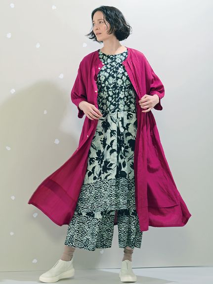 ラミーソフトローンドルマンスリーブワンピース(前開き)（シャツ