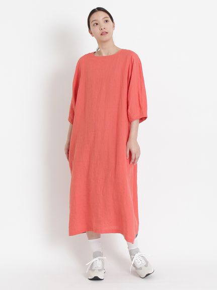 リネンブロードプラットエアーインワンピース(裏地無し)（マキシ丈