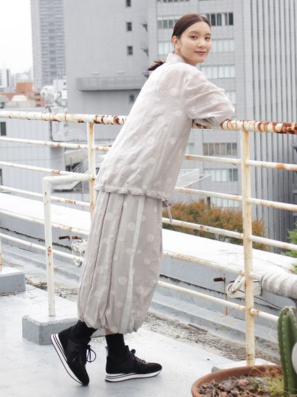 水玉カットジャカード バルーンスカート（フレアスカート）｜KEI