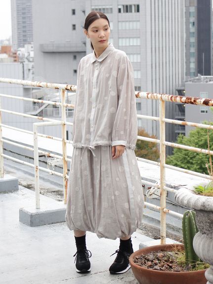 水玉カットジャカード バルーンスカート（フレアスカート）｜KEI