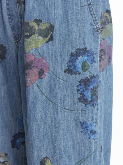 ライトオンスデニム スプリングフラワープリントワイドパンツ（デニム