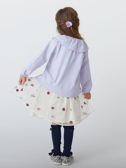 いちご刺繍チュールスカート（膝丈スカート）｜hakka kids（ハッカ