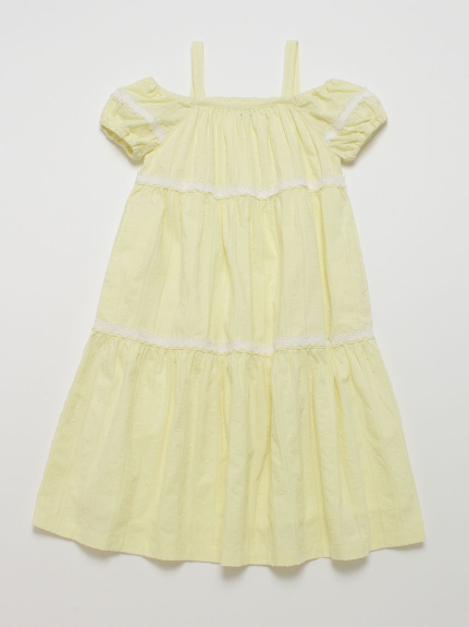 ストライプドビー オフショルダーティアードワンピース（マキシ