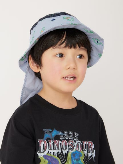 チェリー刺繍／恐竜刺繍日よけ付きハット（ハット）｜hakka kids