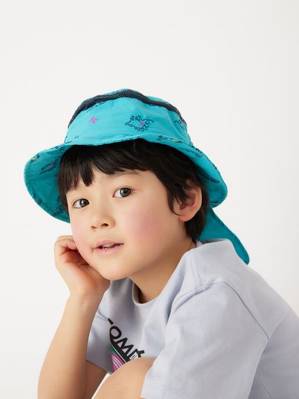 チェリー刺繍／恐竜刺繍日よけ付きハット（ハット）｜hakka kids