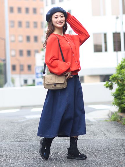 大きいサイズ][15号 19号 ]SUPER HAKKA×宮嵜蘭「マギー」刺繍ギャザー