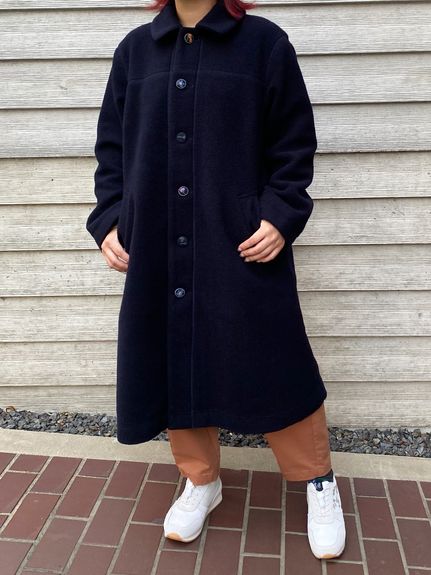 フラワー刺繍ボタン スライバーコート（ウールコート）｜SUPER HAKKA