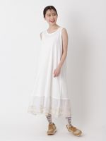 30/-天竺+エンブロイダリーレースノースリーブワンピース（カット