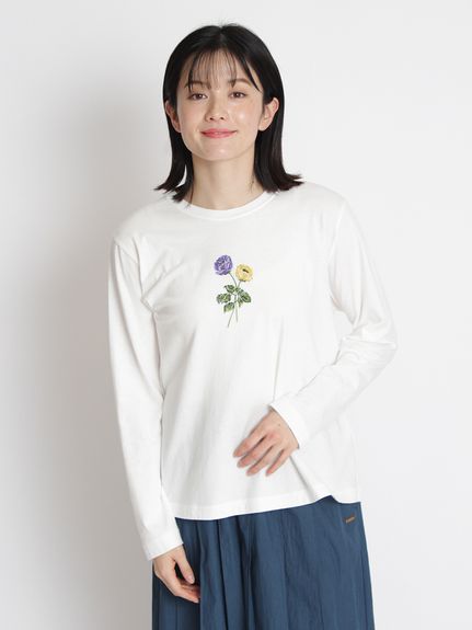 30/-天竺 花のワルツ刺繍ロングスリーブカットソー（Tシャツ）｜SUPER