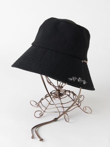 サイドウェイフラワー刺繍ワッシャーダウンバケットハット（ハット