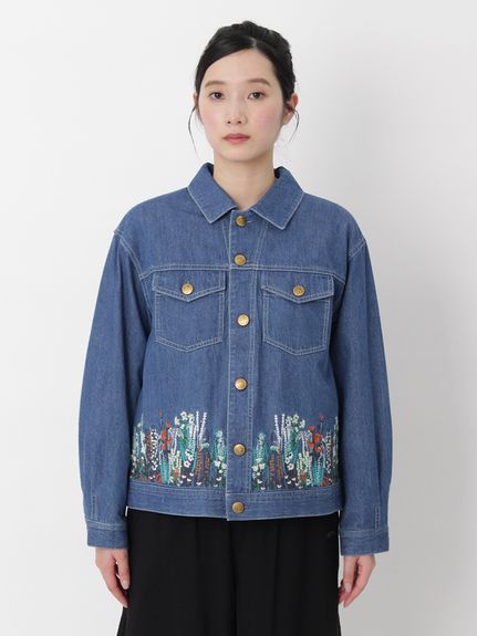 メドウガーデン刺繍 デニムジャケット（デニムジャケット・Gジャン