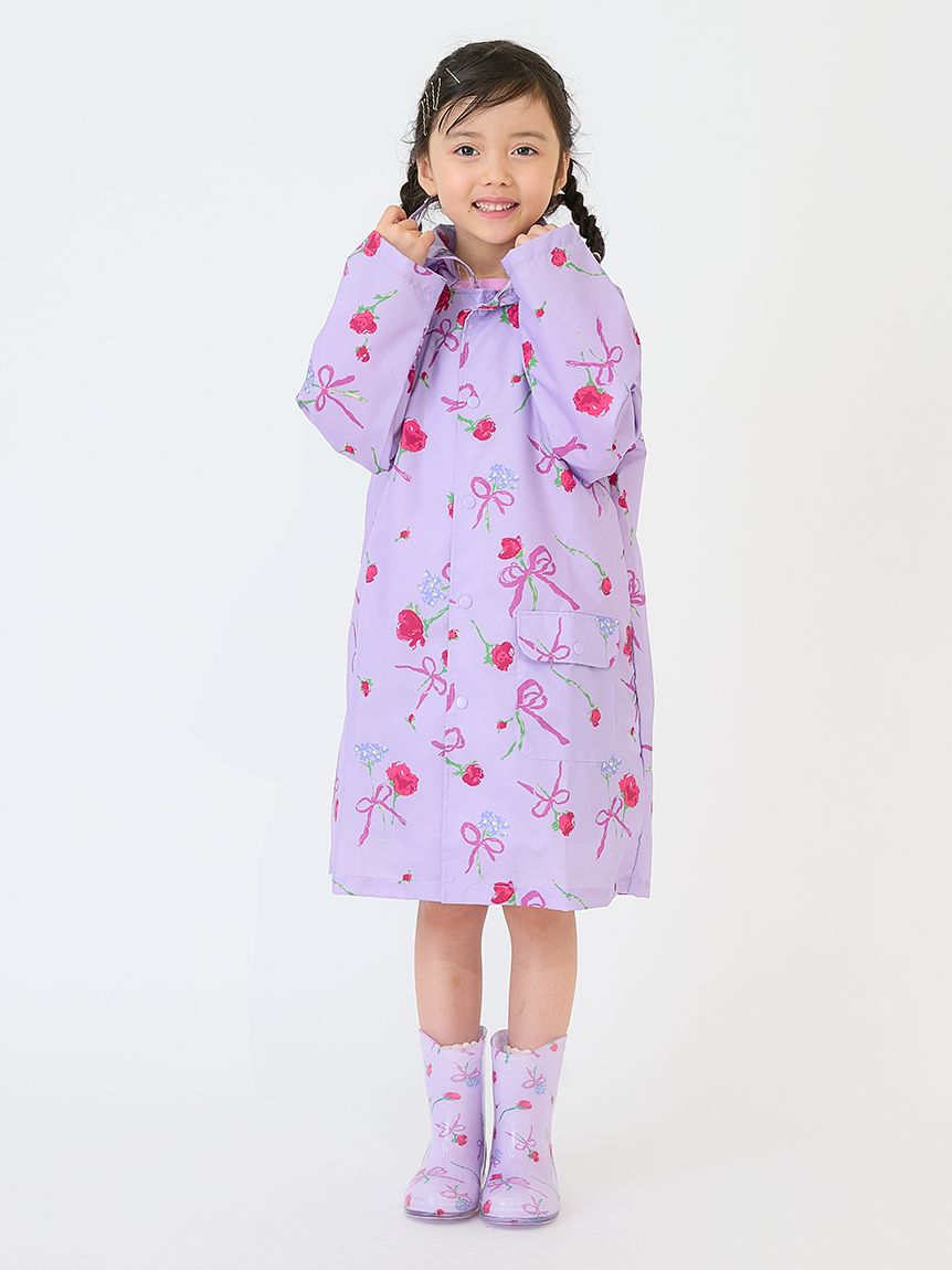 ローズリボンプリントレインコート（レインコート）｜Ribbon hakka