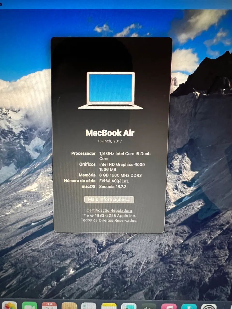 MacBook Air 13? 2017 | i5 | 8GB RAM | SSD 256GB | Bateria 41