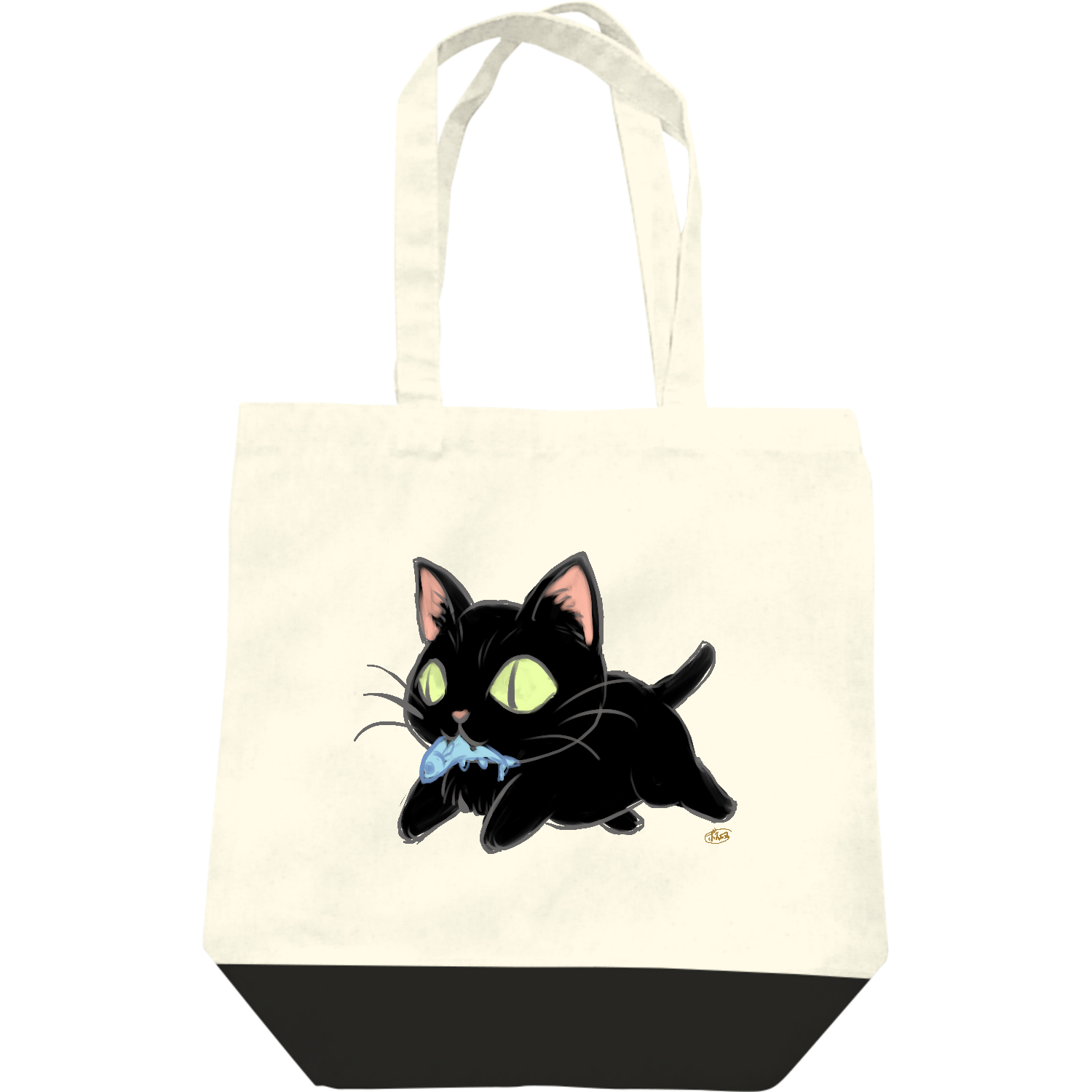 お魚くわえたクロ猫レギュラーキャンバストートバッグ(M)の商品購入