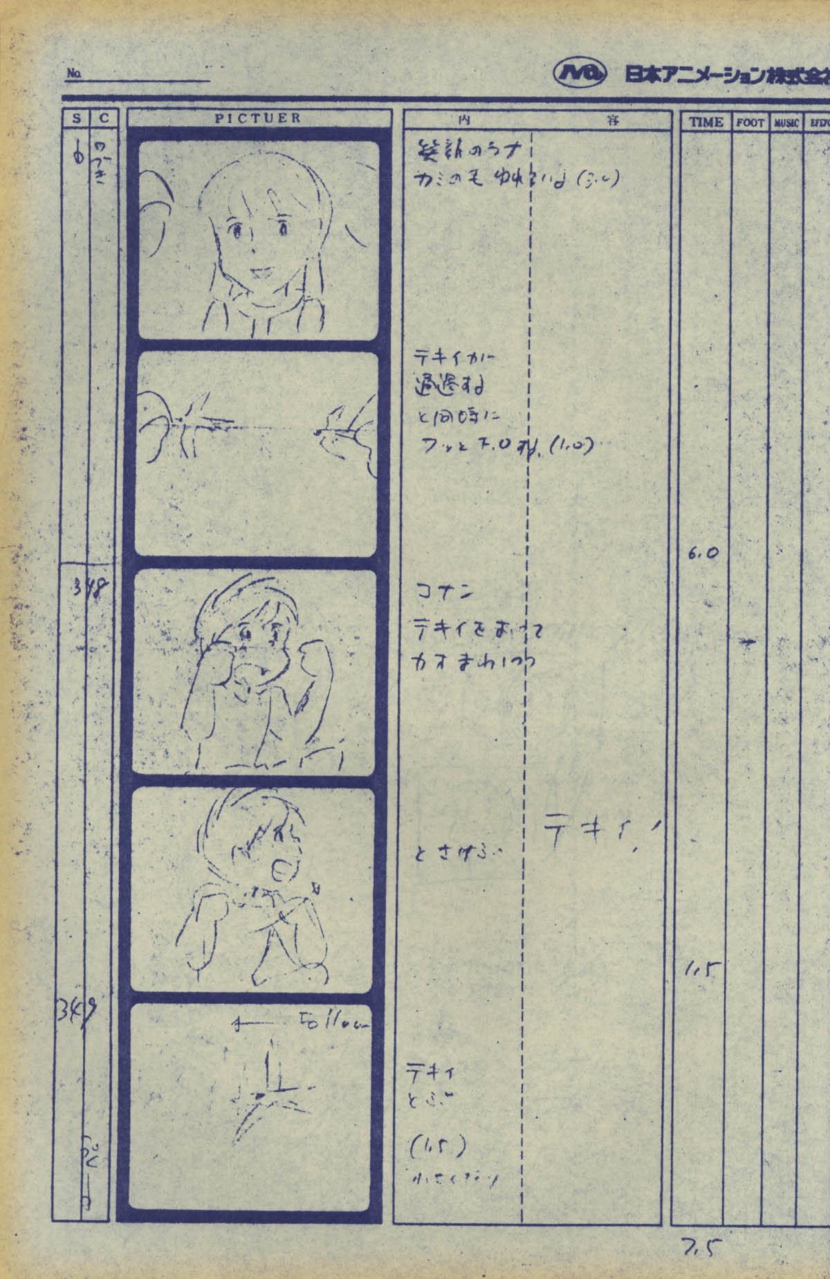 未来少年コナンNo.4 絵コンテ ［制作素材］