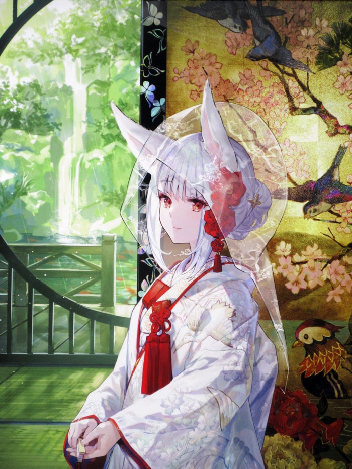 藤ちょこ カラー複製イラスト「狐の嫁入り」