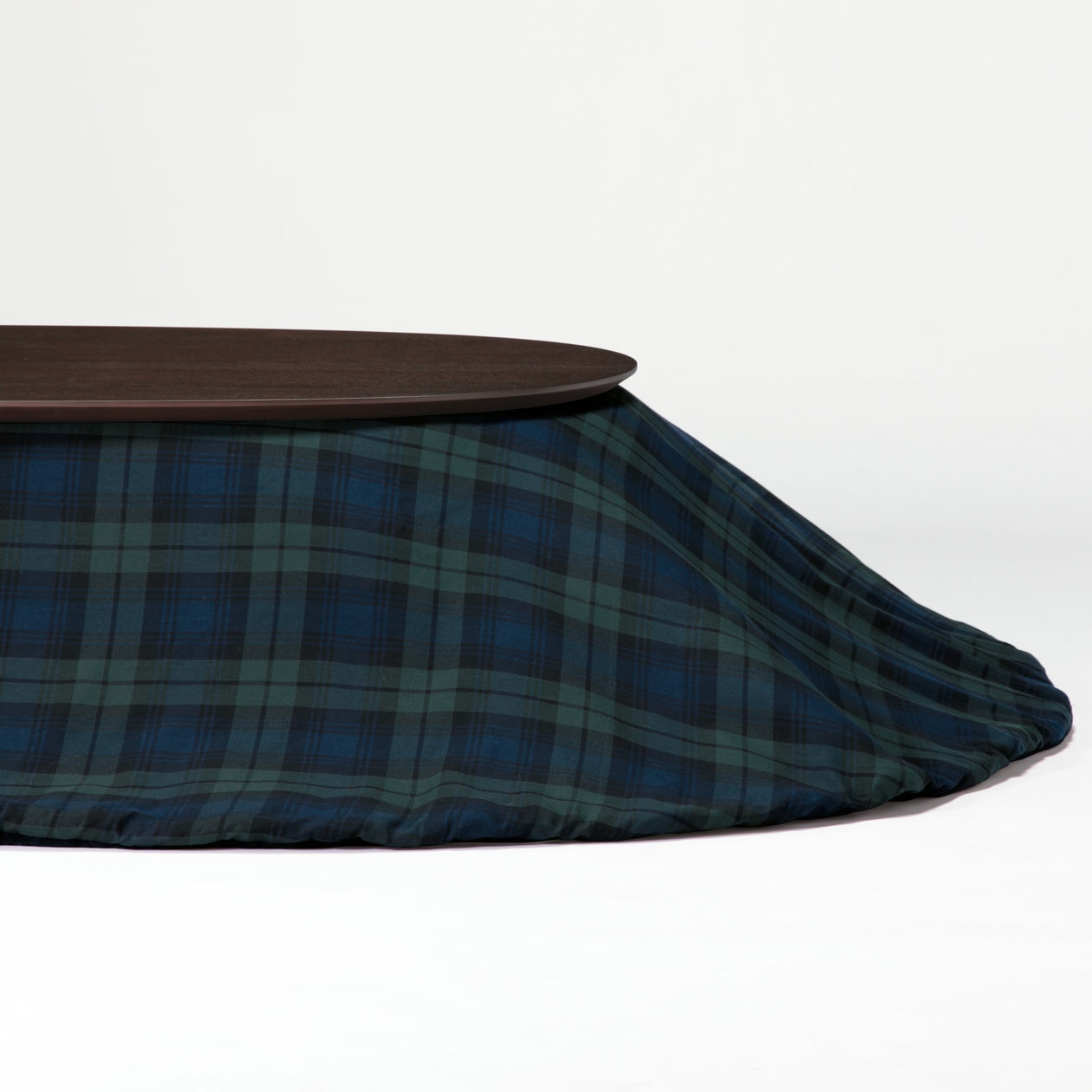 無印良品 こたつふとん・フランネル・楕円形／ネイビーチェック 楕円形