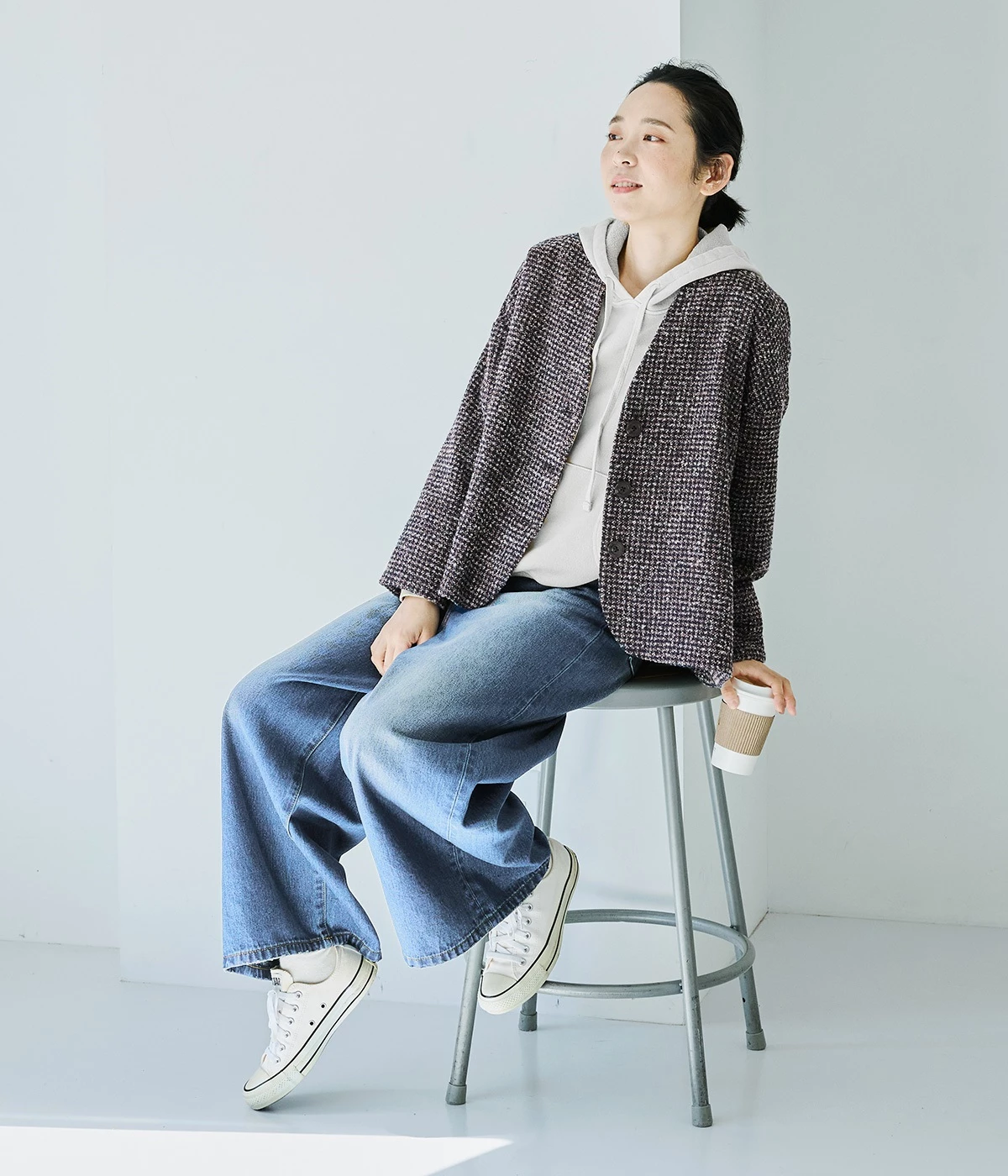 別注｜レトロチェックノーカラージャケット｜le ciel a temps doux