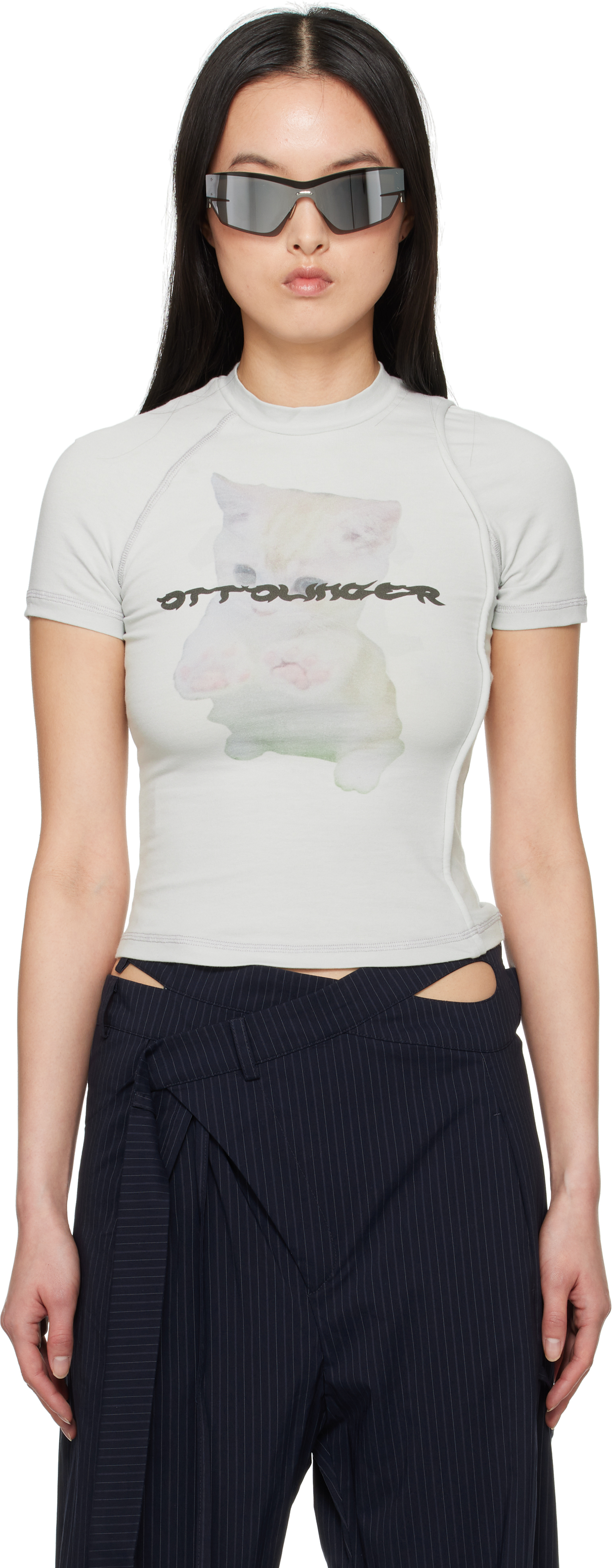 Gray Deconstructed T-shirt by Ottolinger on Sale