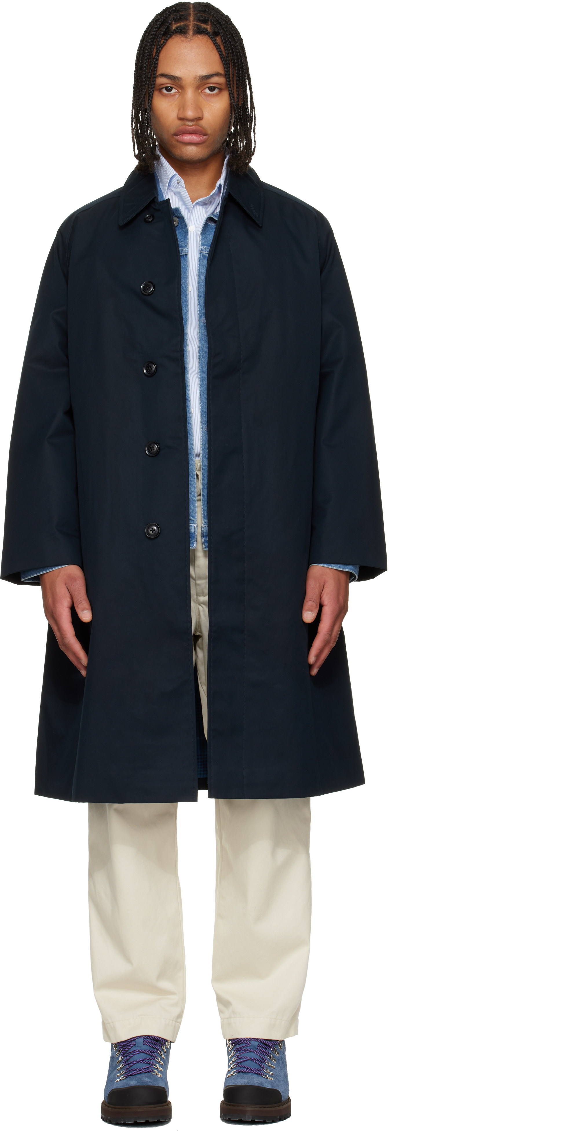 Navy 2L Cotton GORE-TEX Balmacaan Coat by nanamica on Sale