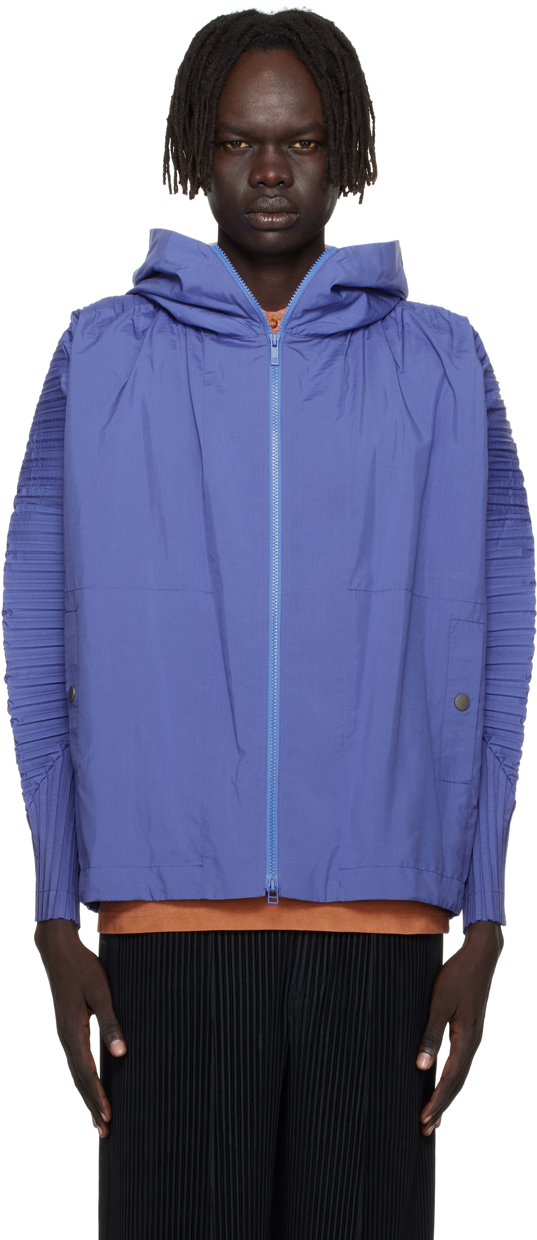 Blue Cascade Jacket by HOMME PLISSÉ ISSEY MIYAKE on Sale