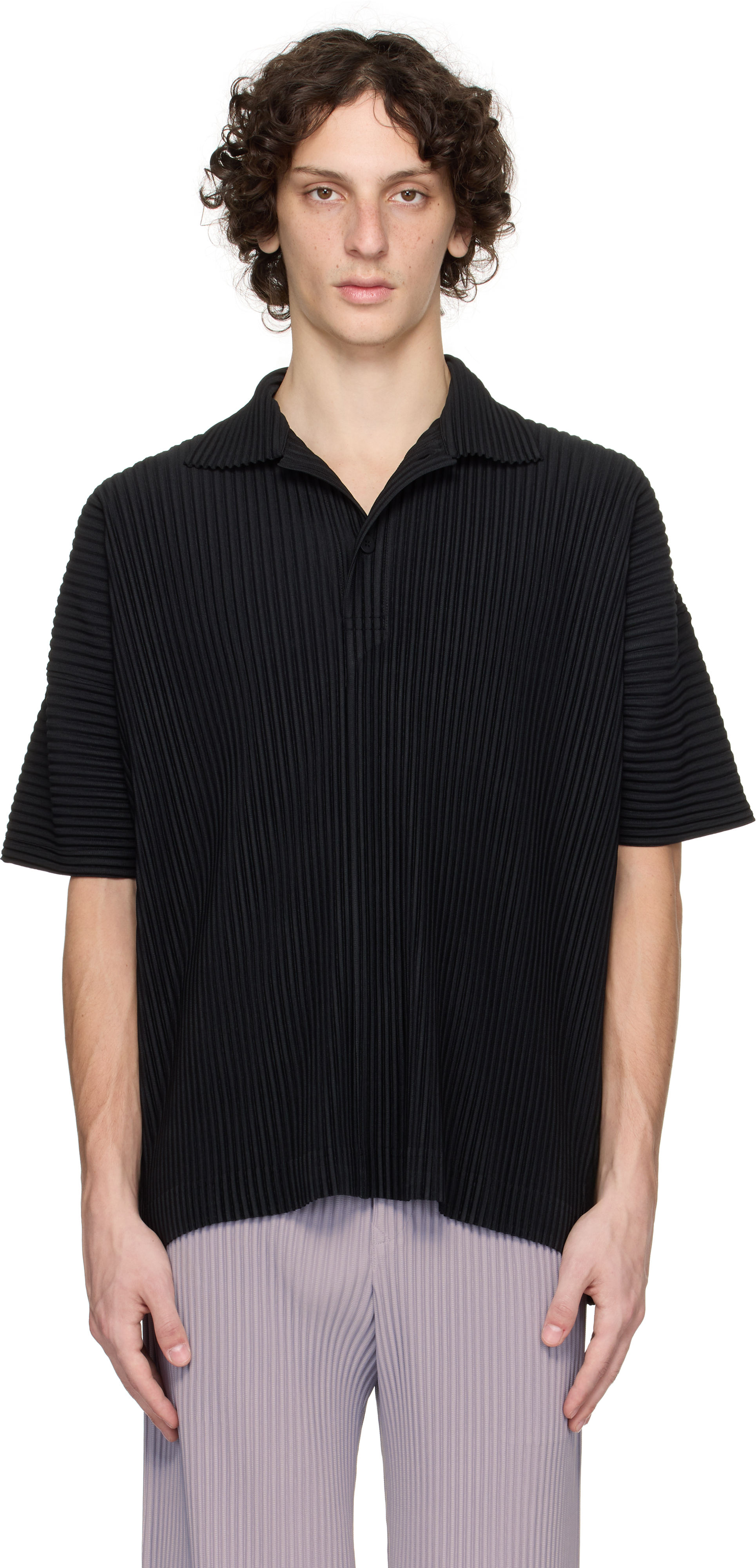 Black Monthly Color May Polo by HOMME PLISSÉ ISSEY MIYAKE on Sale