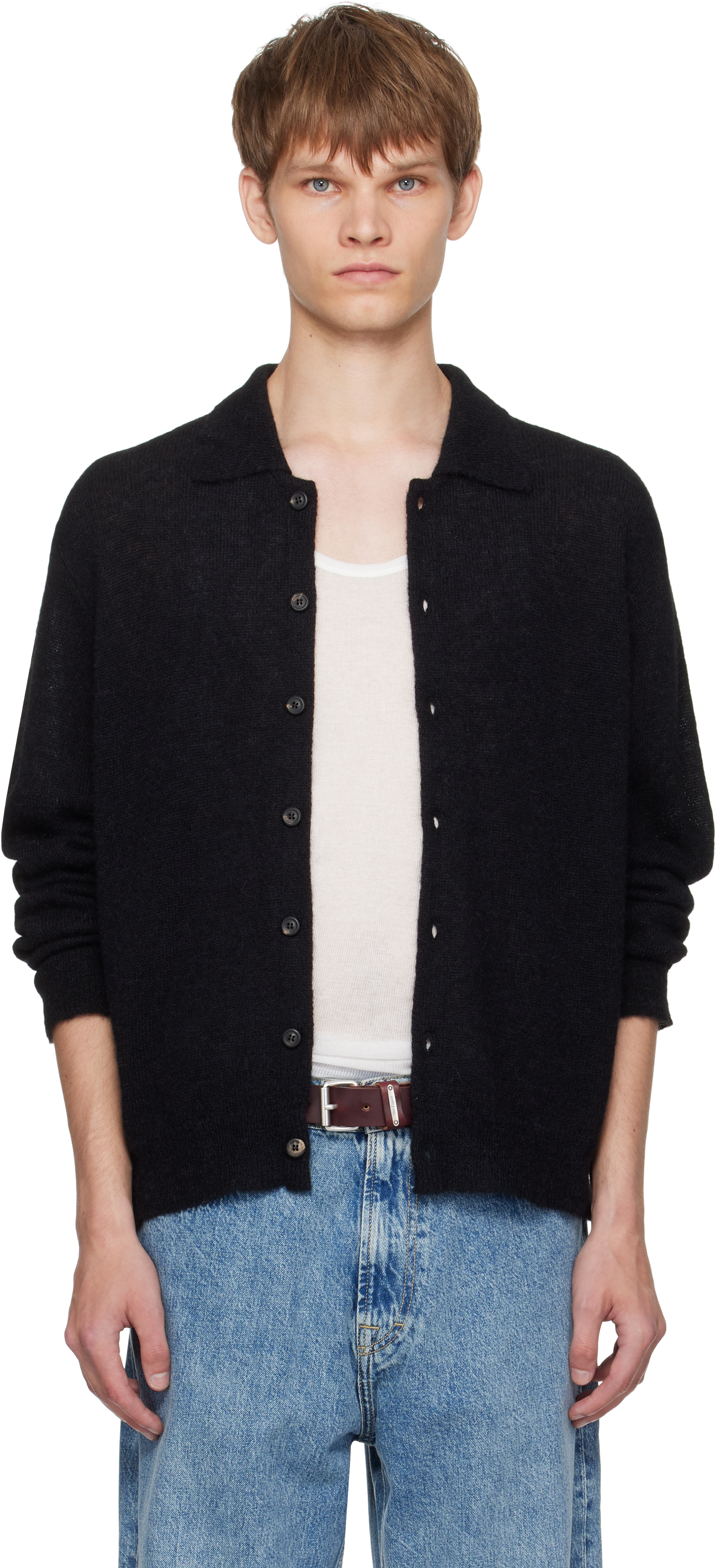 OUR LEGACY: Black Evening Polo Cardigan | SSENSE