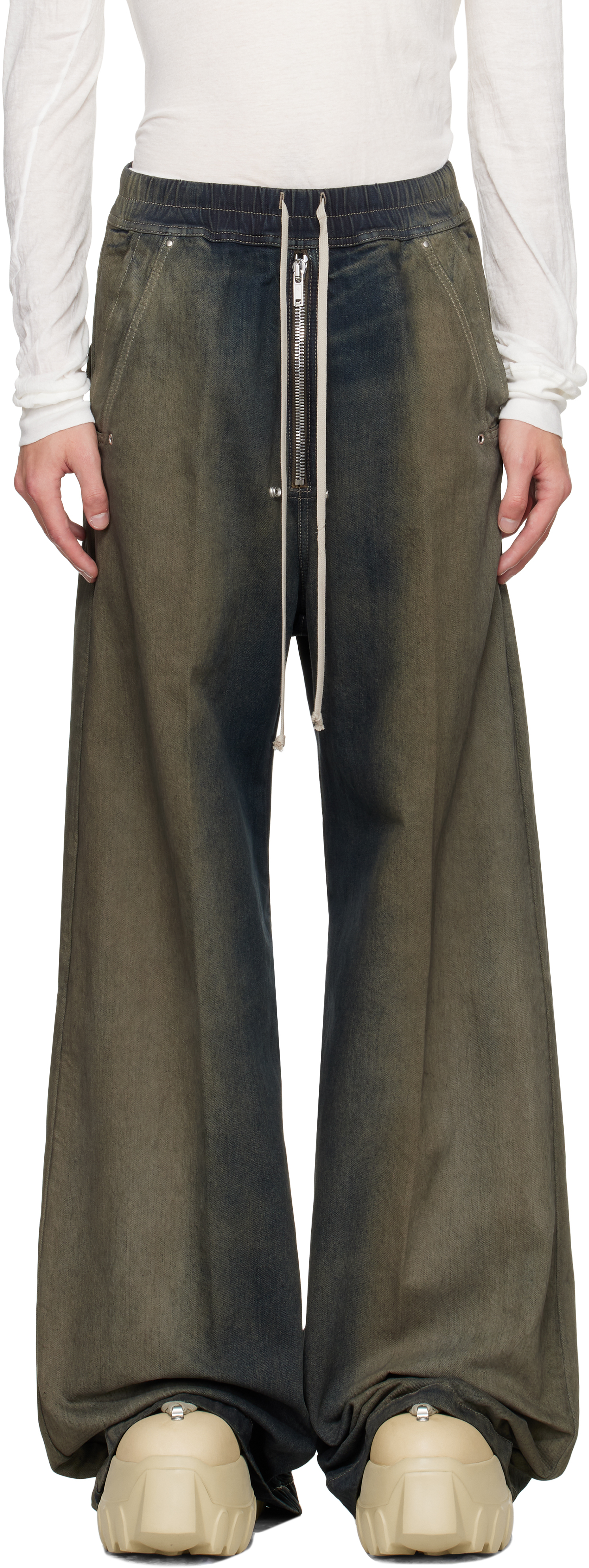 Gray Concordians Wide Bela Jeans by Rick Owens on Sale