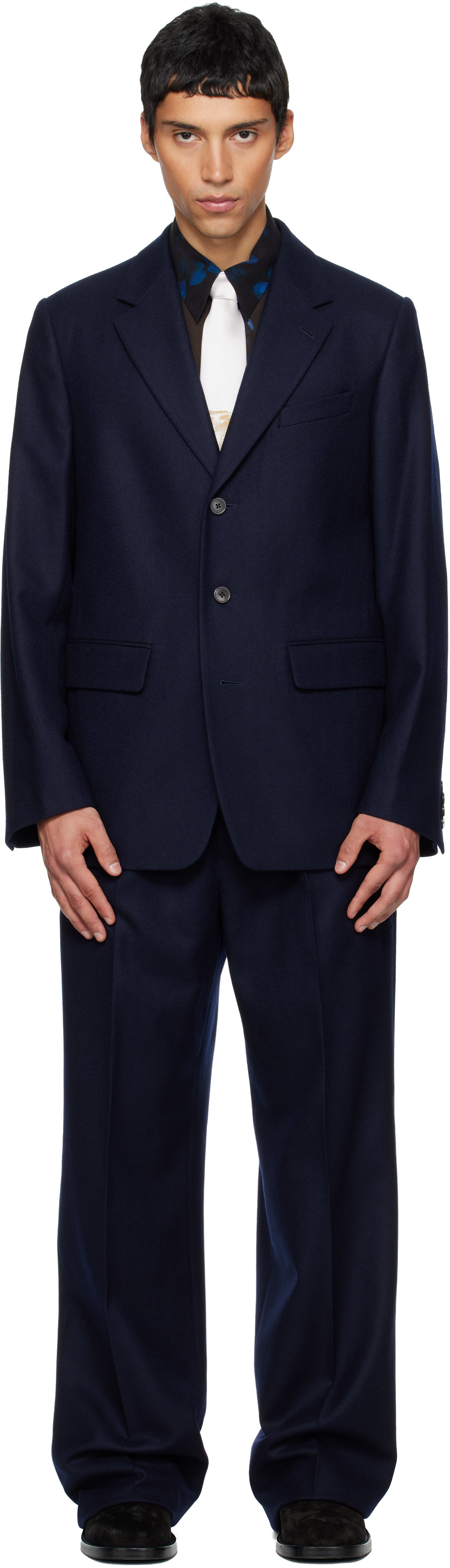 Dries Van Noten: Navy Loose Fit Suit | SSENSE