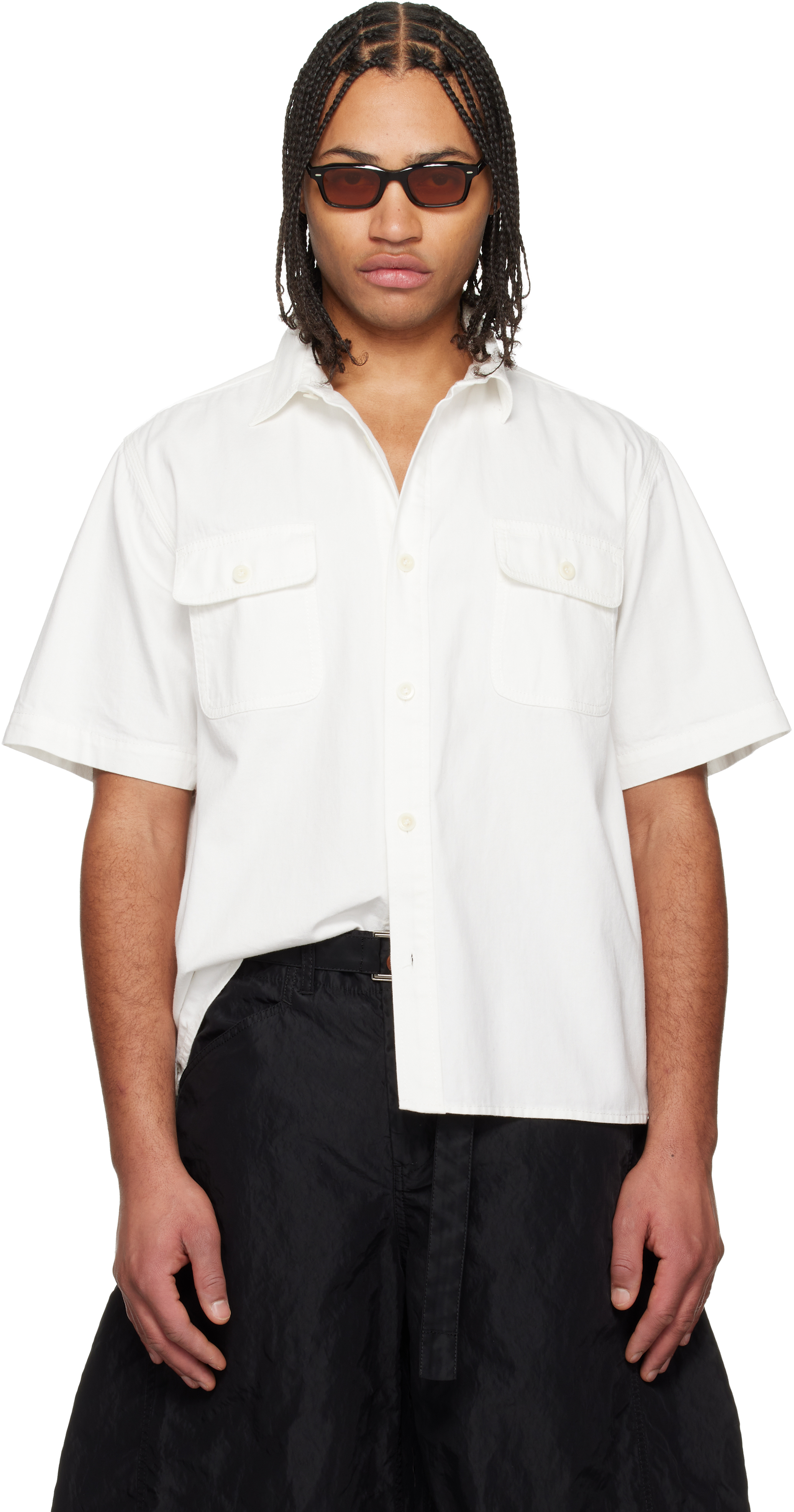 sacai: ホワイト Light Weight デニムシャツ | SSENSE 日本