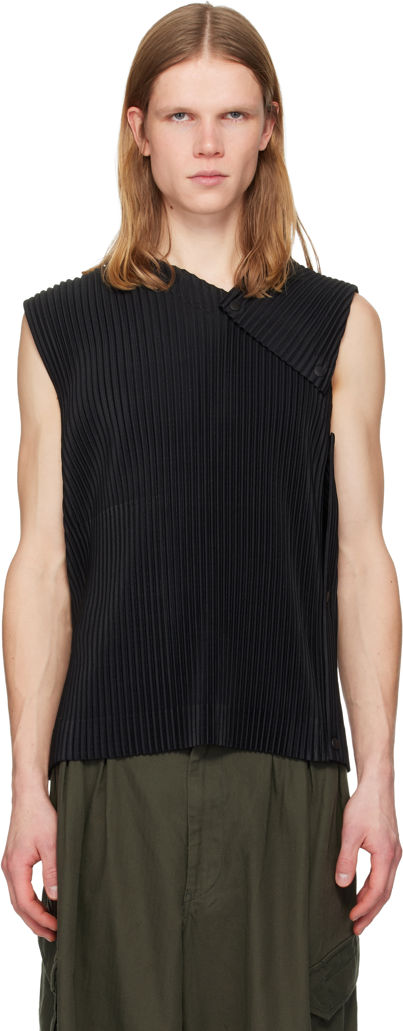 HOMME PLISSÉ ISSEY MIYAKE: Black Stone Cloud Tank Top | SSENSE