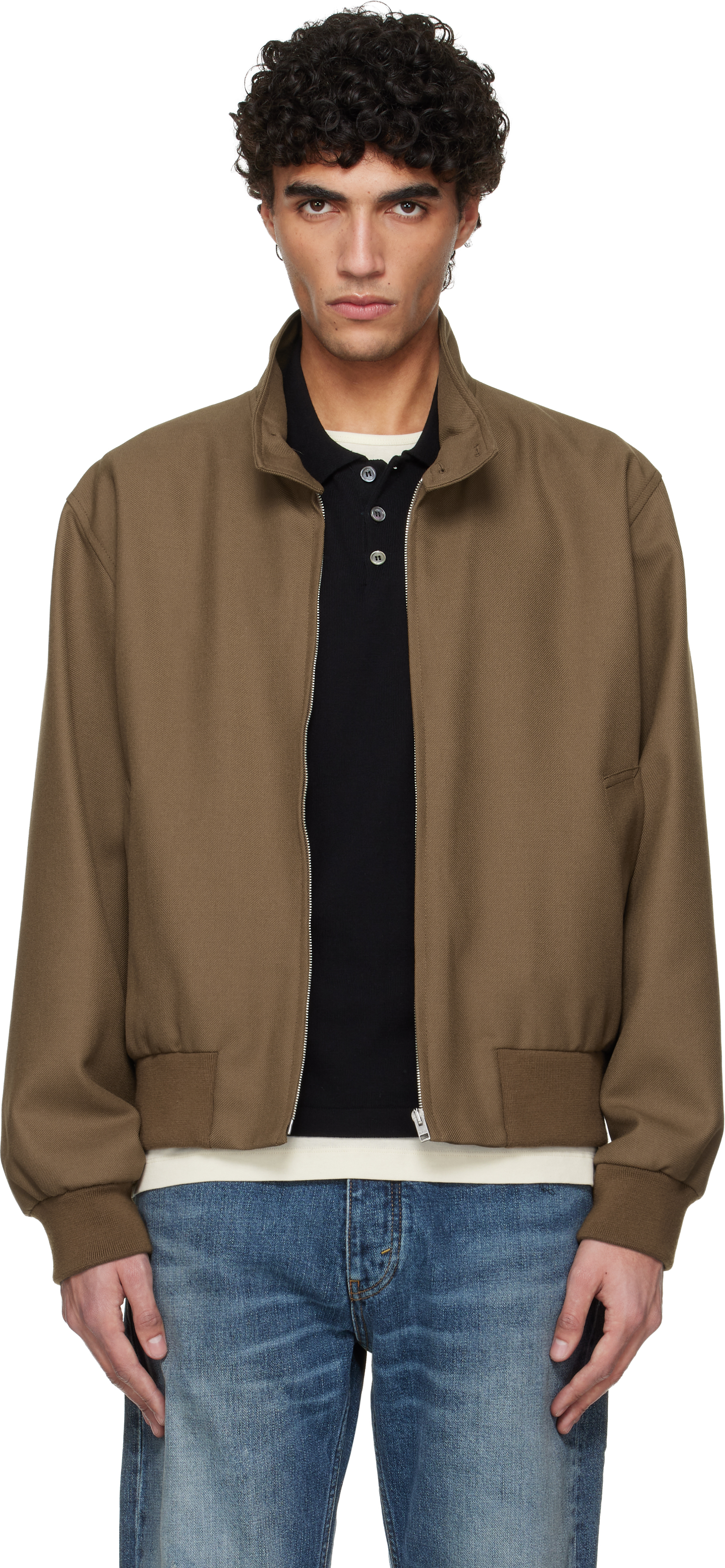 A.P.C.: Khaki Zipped Jacket | SSENSE