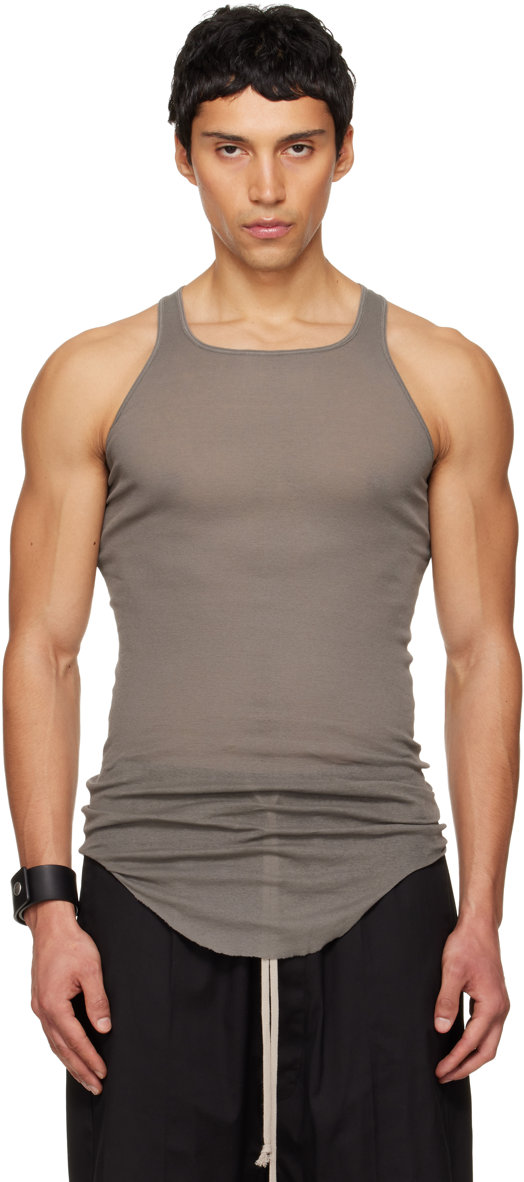 Rick Owens: Gray Temple Basic Rib Tank Top | SSENSE