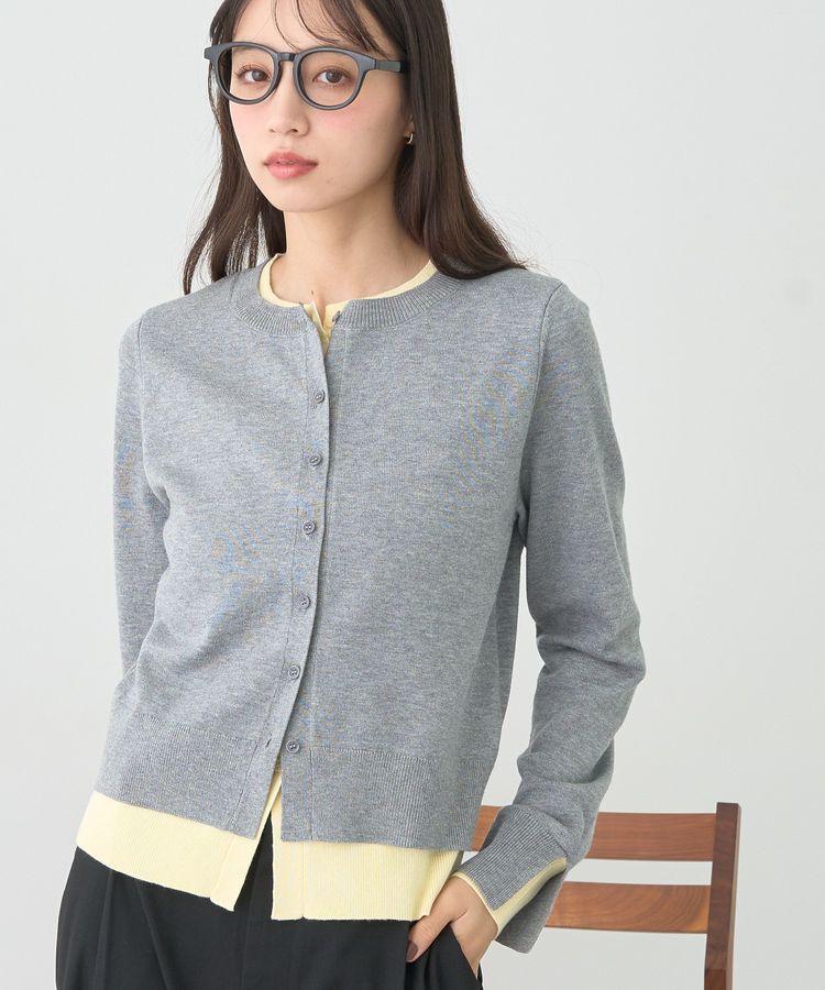 バイカラーレイヤード風カーディガン/earth music&ecology（アース