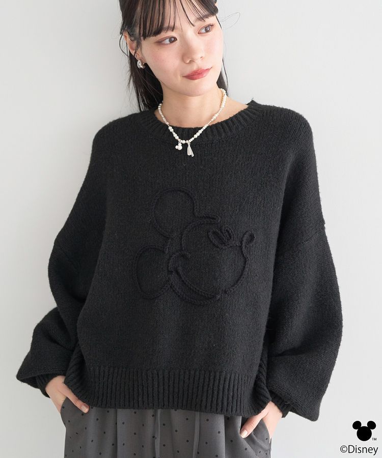 Disney/ミッキーコード刺繍ニットプルオーバー/earth music&ecology