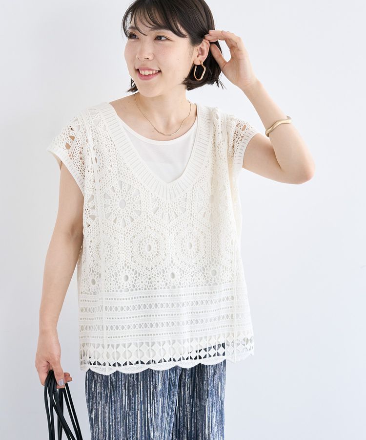 SET2点クロシェプルオーバー+タンクトップ/Green Parks（グリーン