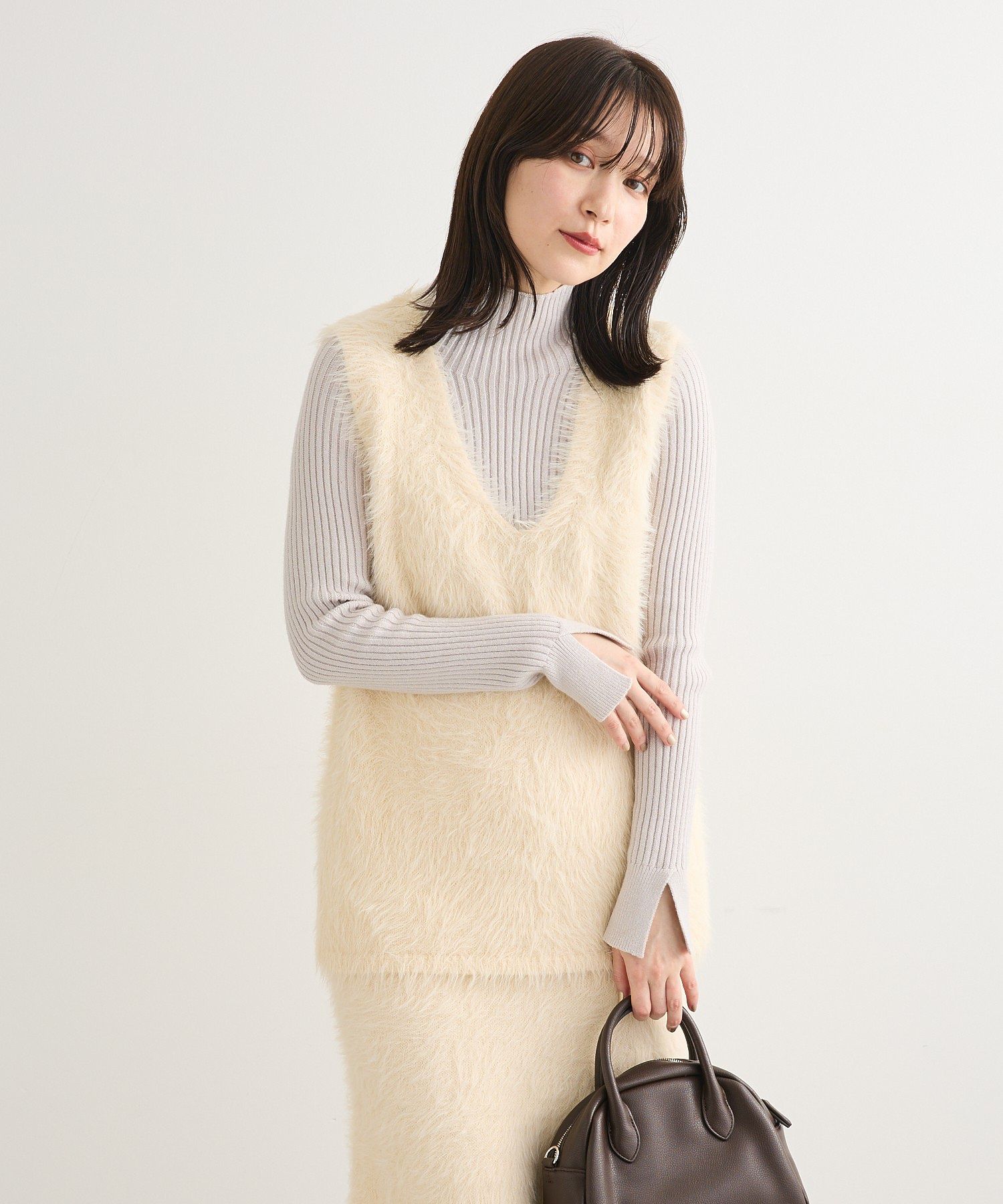 Petit Fleur シャギーニットベスト/Green Parks（グリーン パークス