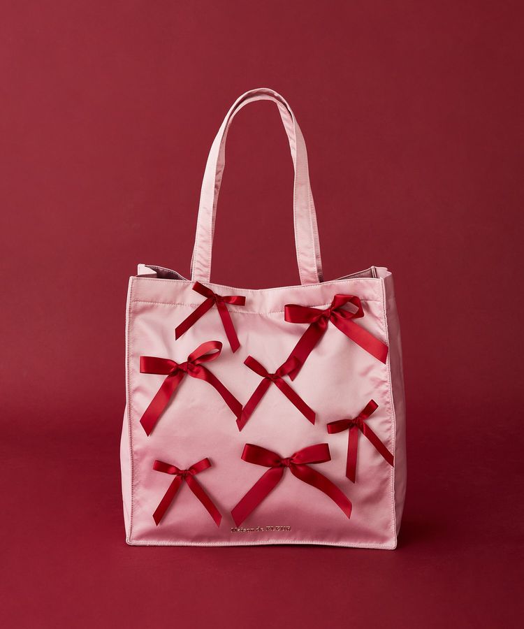 リボンサテンスクエアトートバッグ/Maison de FLEUR（メゾン ド