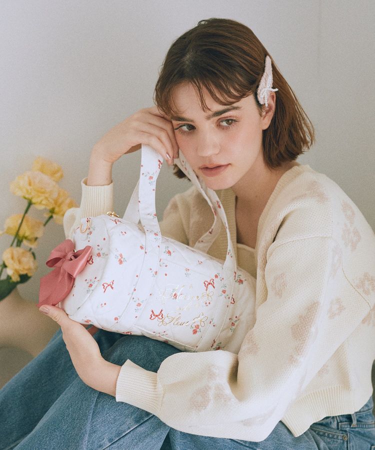 フラワーリボンプリント2Wayボストンバッグ/Maison de FLEUR（メゾン