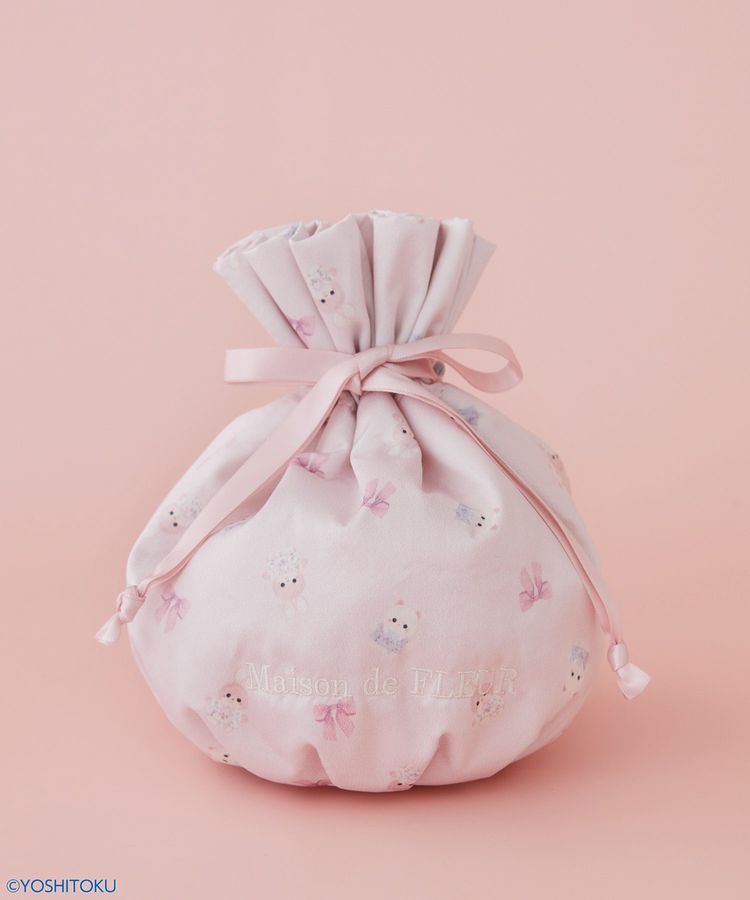 クリーミーねこ/うさぎ巾着ポーチ/Maison de FLEUR（メゾン ド