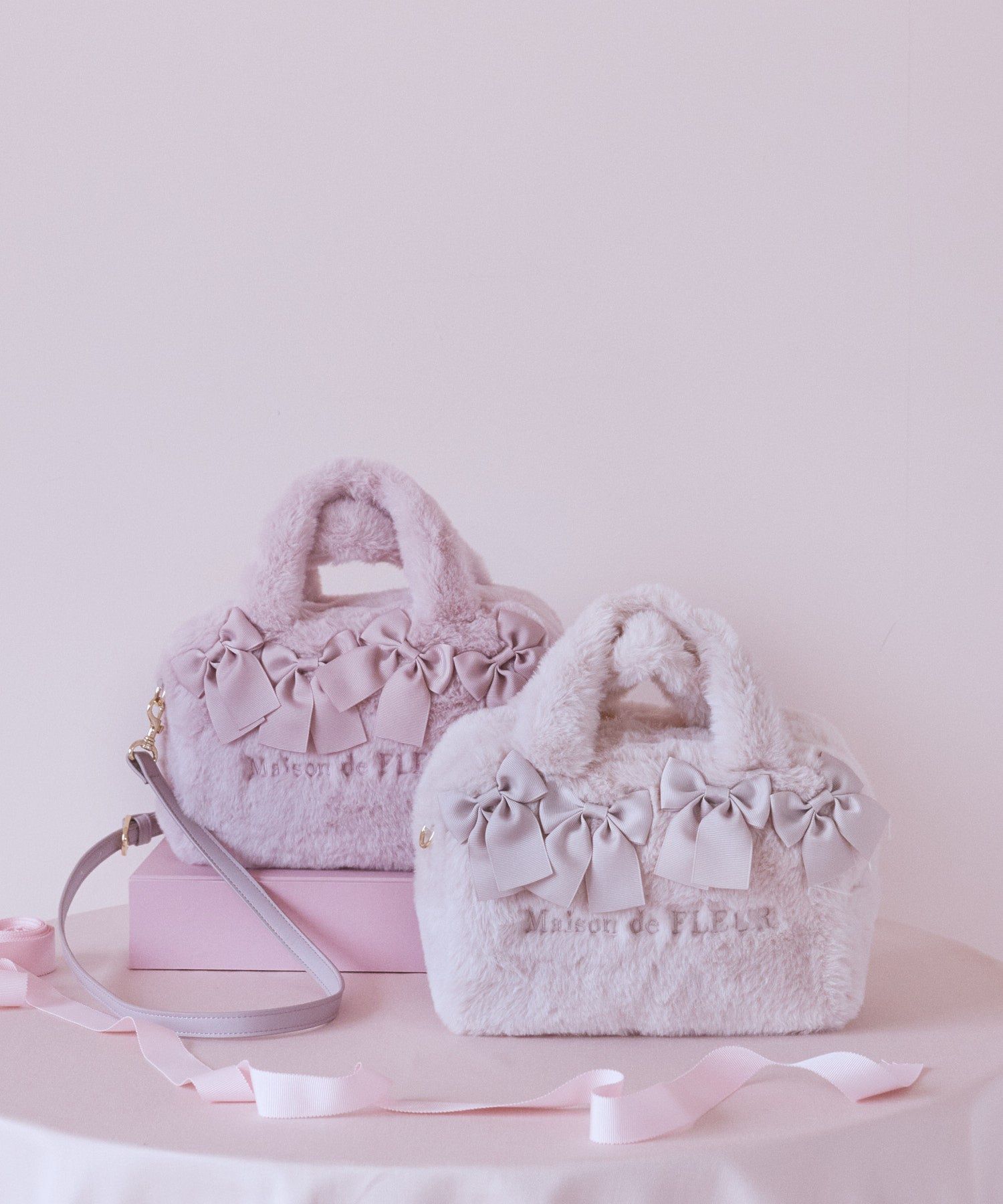 ピンクマニア2Wayファーリボンミニバッグ/Maison de FLEUR（メゾン ド