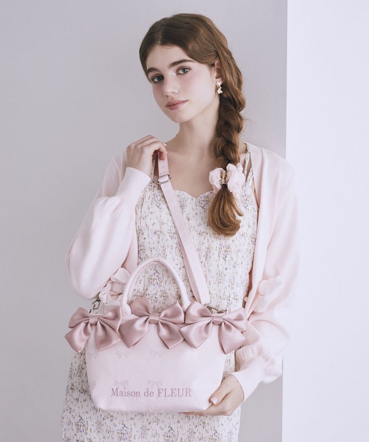 リボンジャカード2Wayミニトートバッグ/Maison de FLEUR（メゾン ド