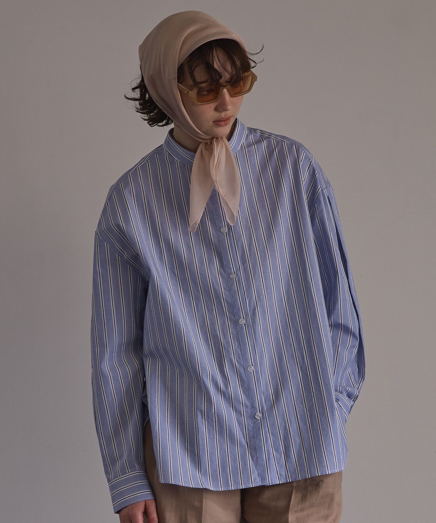 ストライプバンドカラーシャツ/GARAGE OF GOOD CLOTHING（ガレージ