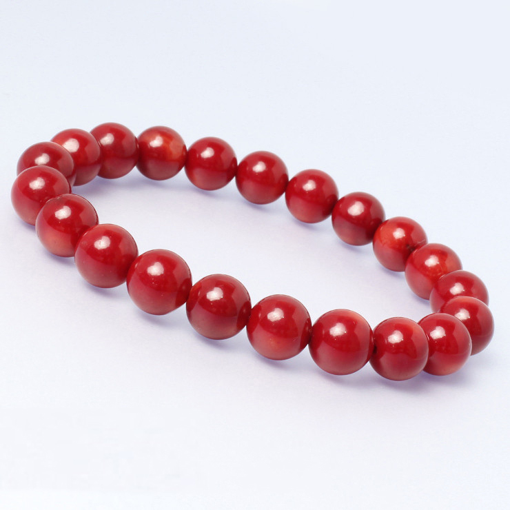 レッドコーラル（染色）8mm シンプルブレスレット｜天然石