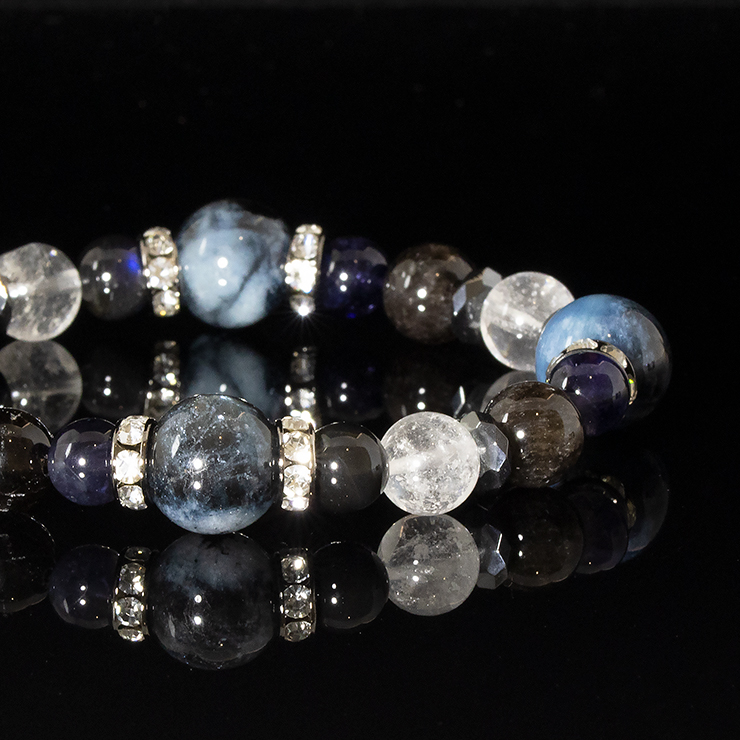 X.G 一点もの】ブラックスターアクアマリン・山梨水晶 デザイン