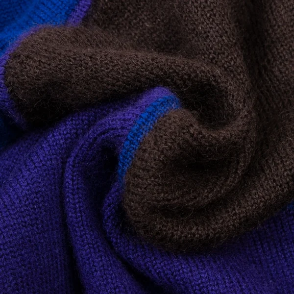 ISSEY MIYAKE MEN Wool Colour Switching Knit Sweater Blue,Brown M